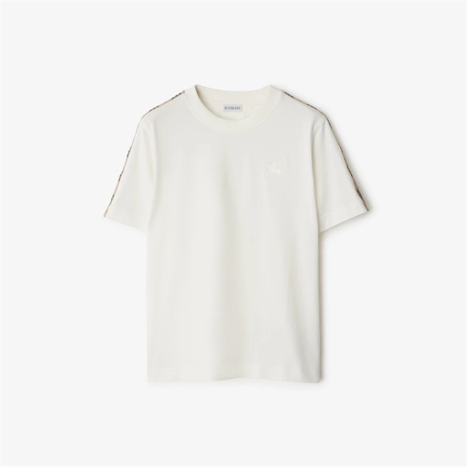 burberry check panel ekd embroidery cotton t-shirt